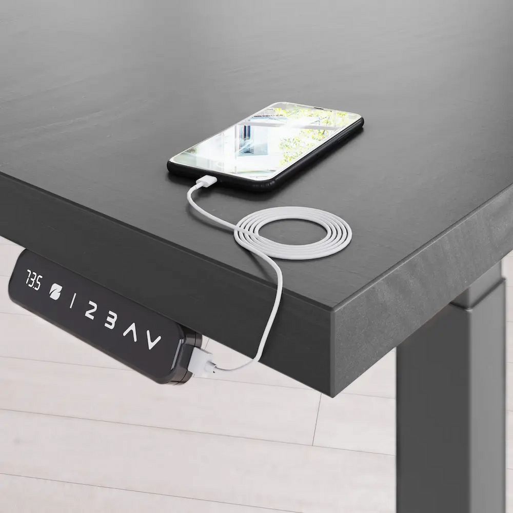 Bàn nâng hạ Cao Cấp FANSI - By NiceDesign (Cao Cấp) (Vân gỗ tối - 152.4x76.2x3.3cm - Khung vuông đen - Outlet, Chính hãng) (NDSD23FANS09)