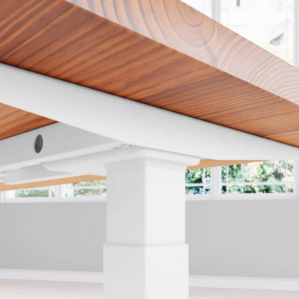 Bàn nâng hạ Cao Cấp FANSI - By NiceDesign (Cao Cấp) (Vân gỗ sáng - 152.4x76.2x3.3cm - Khung vuông trắng - Outlet, Chính hãng) (NDSD23FANS06)