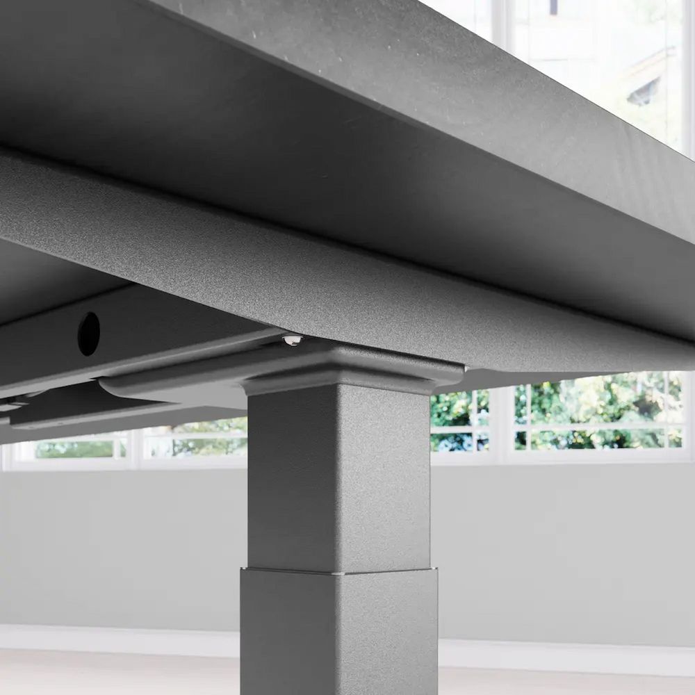 Bàn nâng hạ Cao Cấp FANSI - By NiceDesign (Cao Cấp) (Vân gỗ tối - 152.4x76.2x3.3cm - Khung vuông đen - Outlet, Chính hãng) (NDSD23FANS09)