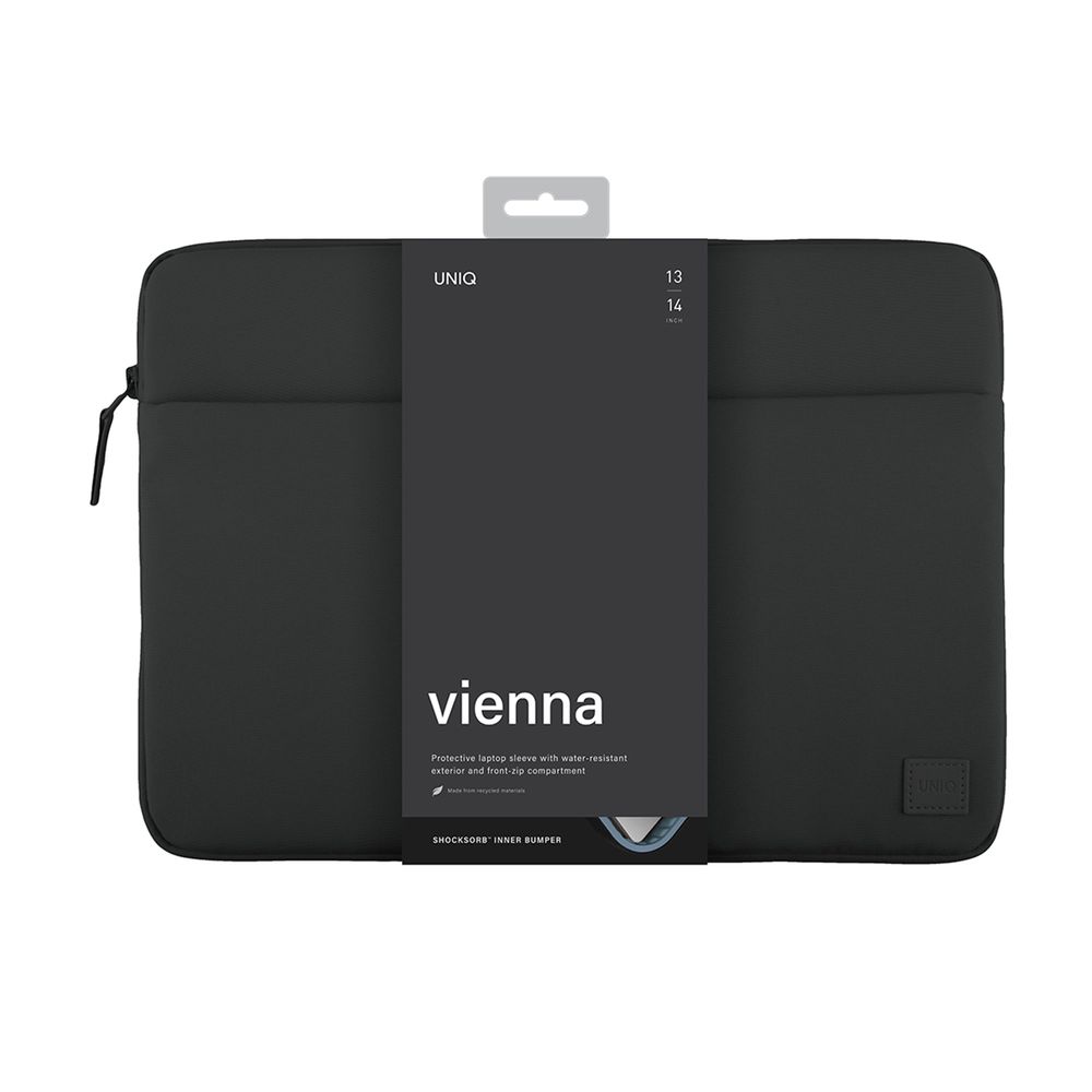 Túi Chống Sốc Laptop UNIQ Vienna (Phù hợp 13-14 inch - Black - Mới, Full box, Chính hãng)