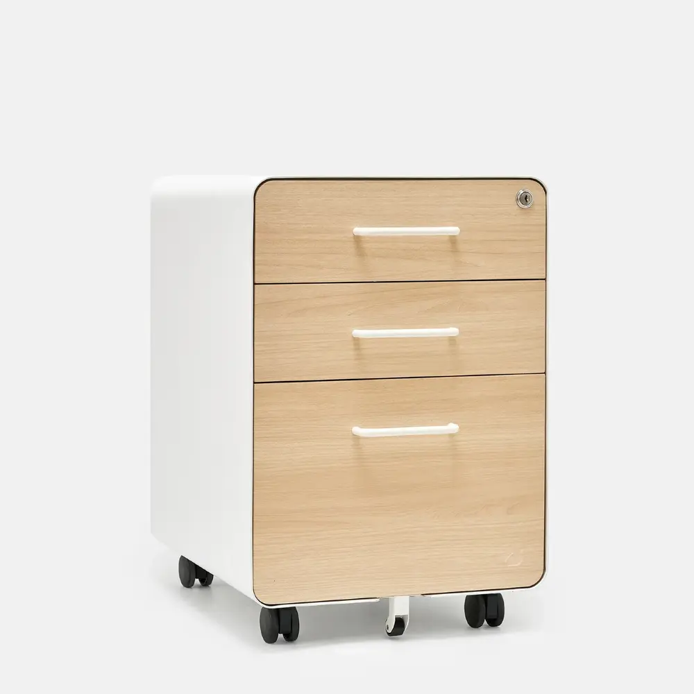 Hộc tủ tài liệu The Leaf - Outlet (3 ngăn - Oak - White - Outlet, Chính hãng) (TheleafOL12)