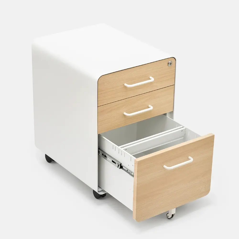 Hộc tủ tài liệu The Leaf - Outlet (3 ngăn - Oak - White - Outlet, Chính hãng) (TheleafOL12)