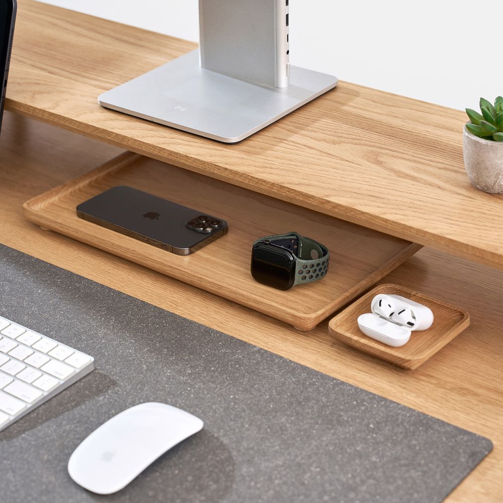 Khay để bàn PolyNeat (Vát) - By NiceDesign (36x20x2cm - Vàng gỗ tự nhiên - Mới, Full box, Chính hãng) (NDTR24PLNE01)