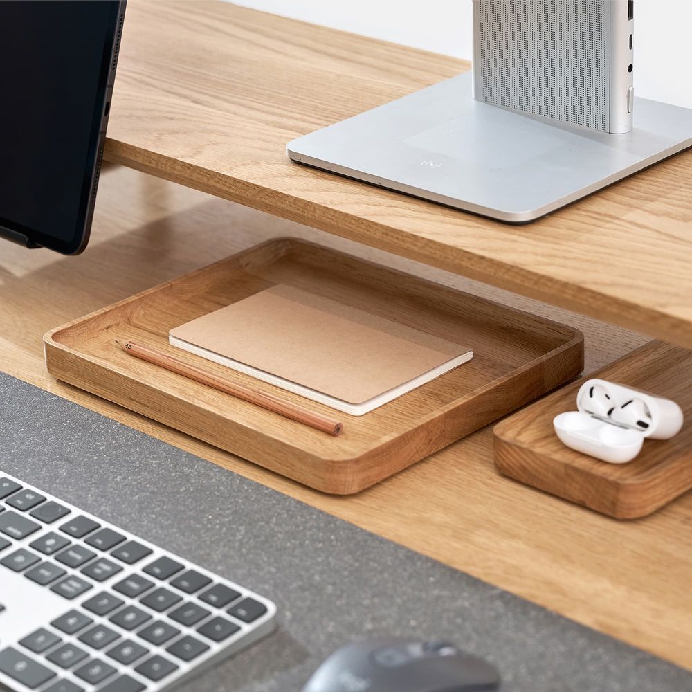 Khay để bàn Neat (Không vát) - By NiceDesign (24x20x2cm - Vàng gỗ tự nhiên - Mới, Full box, Chính hãng) (NDTR24NEAT02)