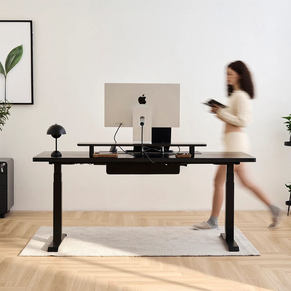 Bàn nâng hạ Noble Grande - By NiceDesign (Khung vuông đen - Dark Oak - Mới, Full box, Chính hãng) (NDSD24GRAN01)
