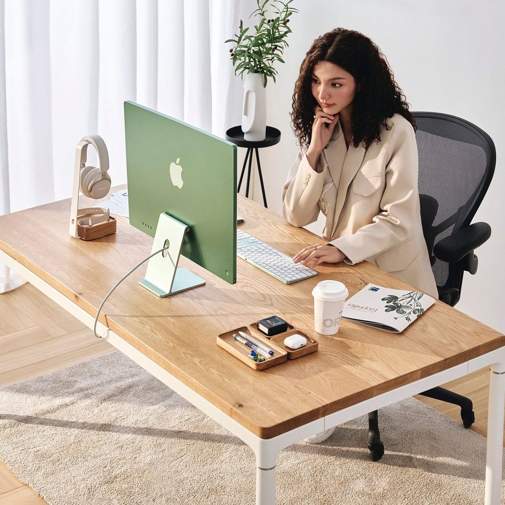 Bộ Bàn nâng hạ Elite - By NiceDesign (Oak - White - Mới, Full box, Chính hãng) (NDSD24ELIT01)