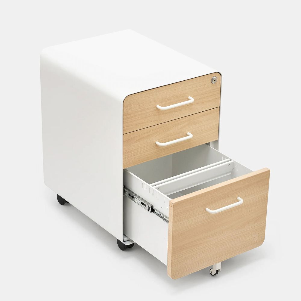 Hộc tủ tài liệu 3 ngăn The Leaf Plus (3 Ngăn - White - Oak - Mới, Full box, Chính hãng) (NDFC24LEAP02)