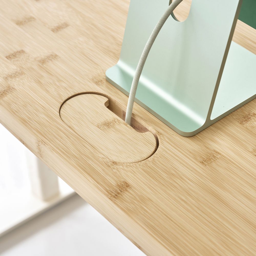 Bàn nâng hạ Edge Bamboo 2.0 - By NiceDesign (140x70cm - Khung trắng - Mới, Full box, Chính hãng)