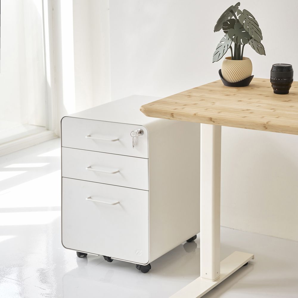 Bàn nâng hạ Edge Bamboo 2.0 - By NiceDesign (140x70cm - Khung trắng - Mới, Full box, Chính hãng)