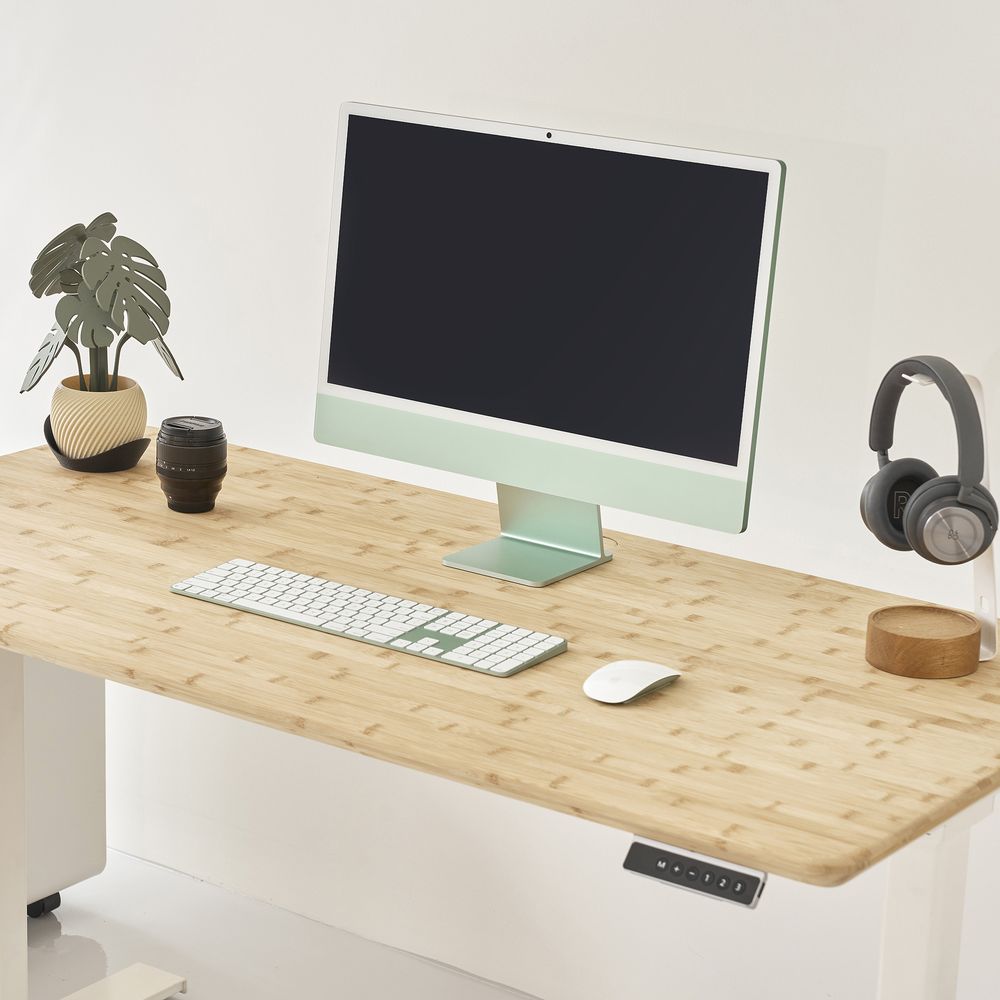 Bàn nâng hạ Edge Bamboo 2.0 - By NiceDesign (140x70cm - Khung trắng - Mới, Full box, Chính hãng)