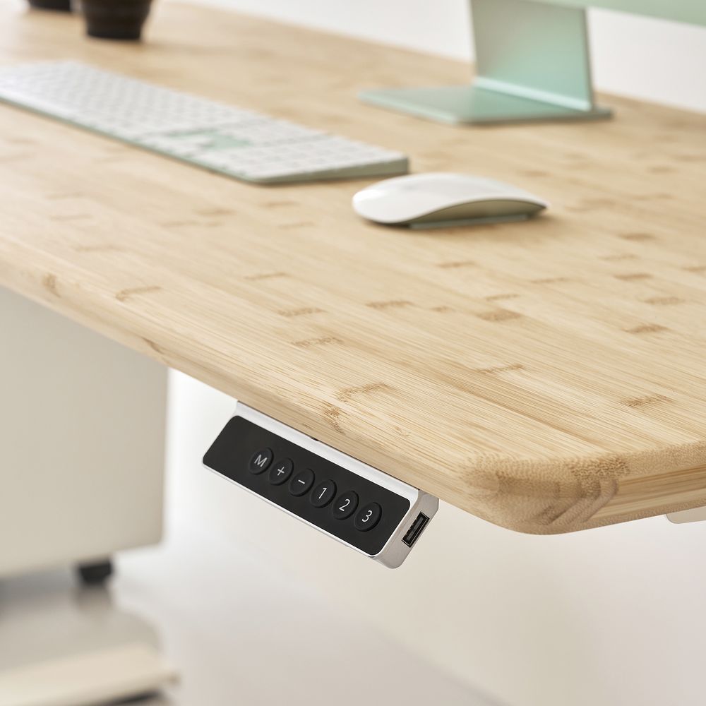 Bàn nâng hạ Edge Bamboo 2.0 - By NiceDesign (140x70cm - Khung trắng - Mới, Full box, Chính hãng)