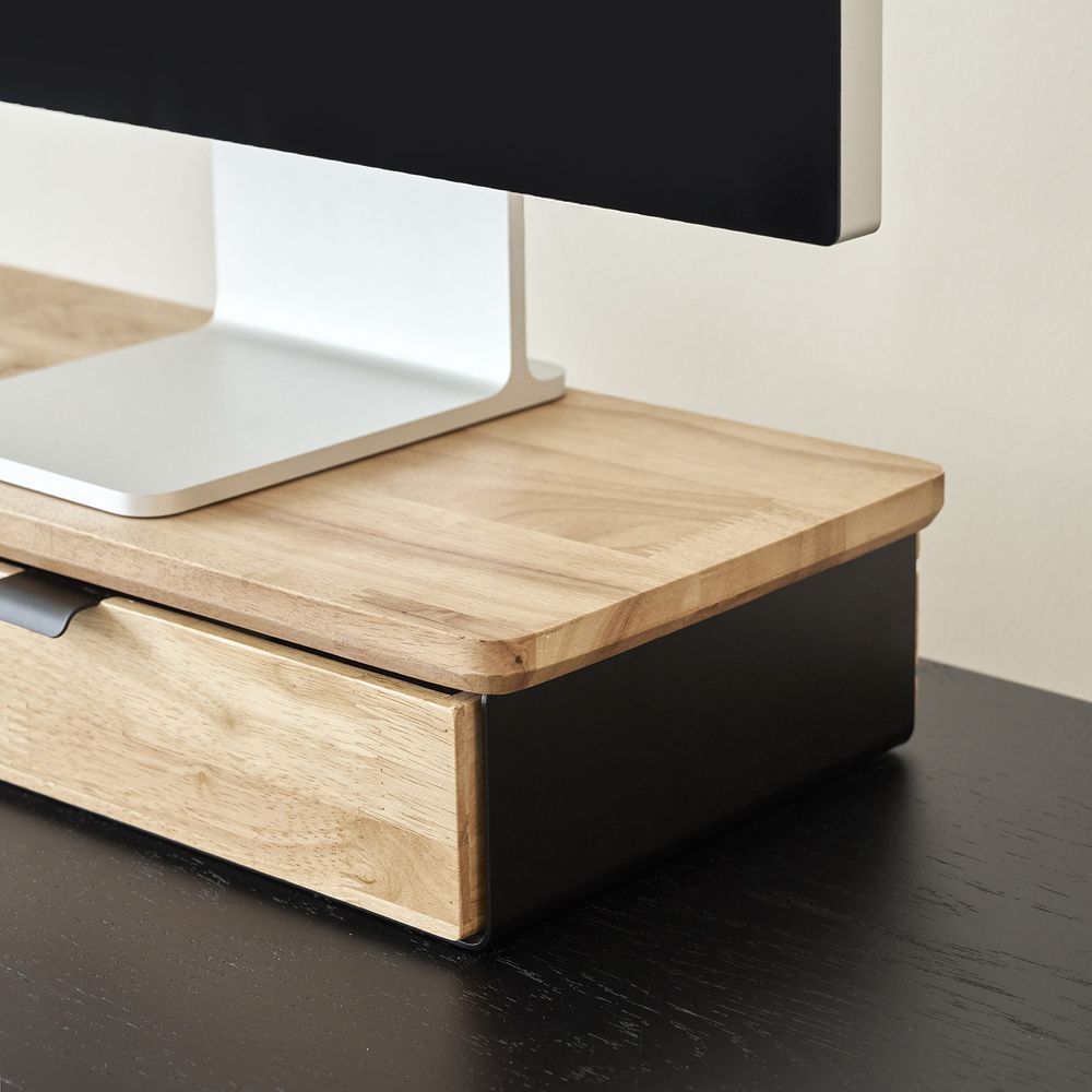 Kệ màn hình ngăn kéo Aura - By NiceDesign (Size M-1 ngăn kéo - Black - Natural Rubber - Mới, Full box, Chính hãng)