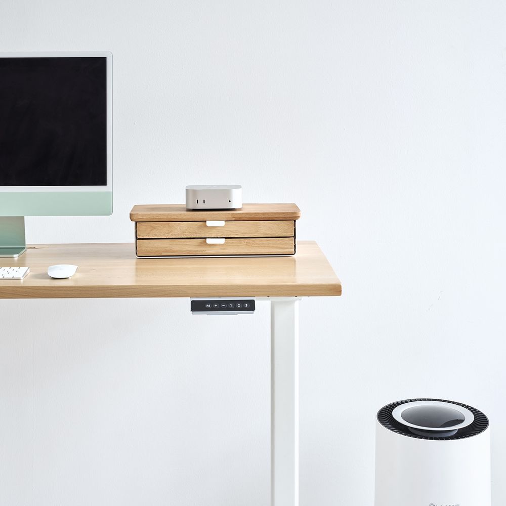 Kệ màn hình ngăn kéo Aura - By NiceDesign (Size M-2 ngăn kéo - White - Natural Rubber - Mới, Full box, Chính hãng)