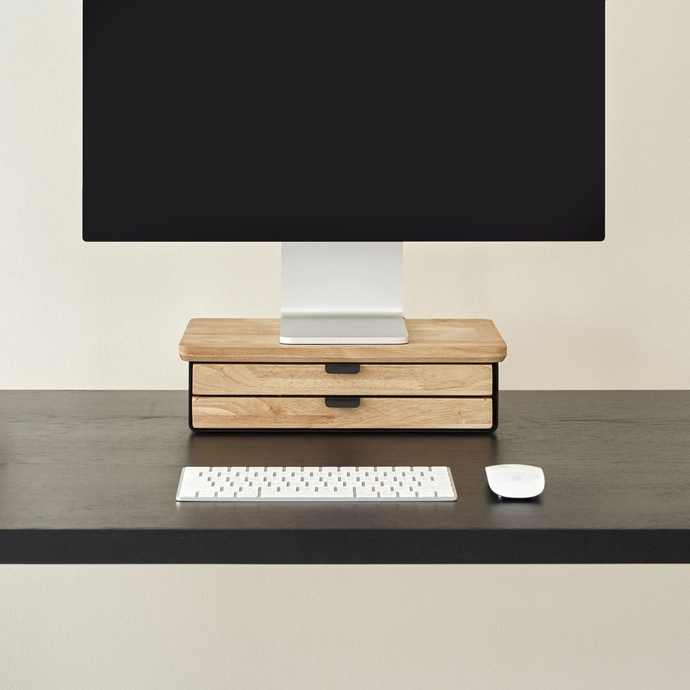 Kệ màn hình ngăn kéo Aura - By NiceDesign (Size M-2 ngăn kéo - Black - Natural Rubber - Mới, Full box, Chính hãng)