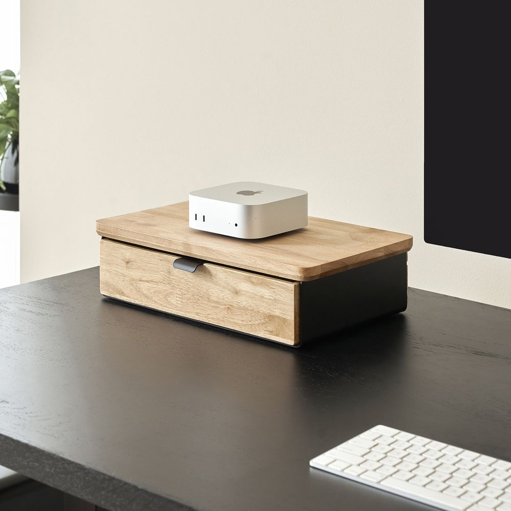 Kệ màn hình ngăn kéo Aura - By NiceDesign (Size M-1 ngăn kéo - Black - Natural Rubber - Mới, Full box, Chính hãng)