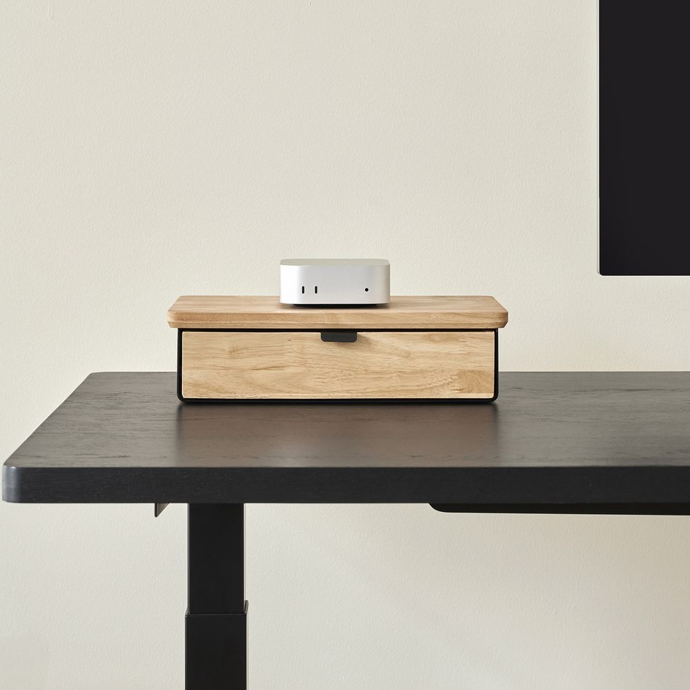 Kệ màn hình ngăn kéo Aura - By NiceDesign (Size M-1 ngăn kéo - Black - Natural Rubber - Mới, Full box, Chính hãng)