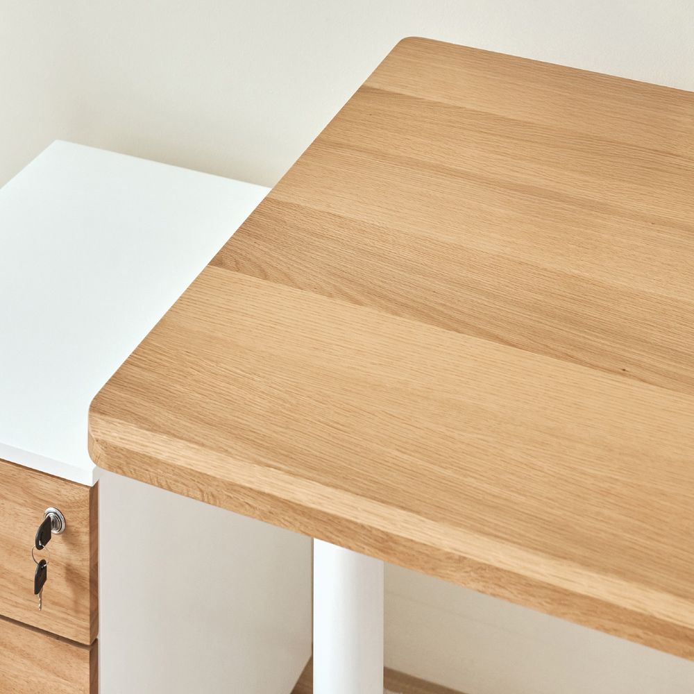 Mặt bàn gỗ tự nhiên Noble - By NiceDesign (1600x750x30mm - White - Oak - Mới, Full box, Chính hãng) (NDTT25NOBL04)
