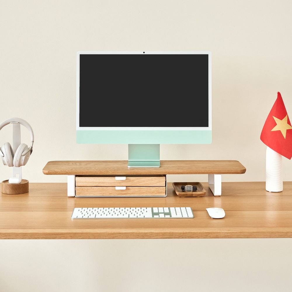 Mặt bàn gỗ tự nhiên Noble - By NiceDesign (1600x750x30mm - White - Oak - Mới, Full box, Chính hãng) (NDTT25NOBL04)