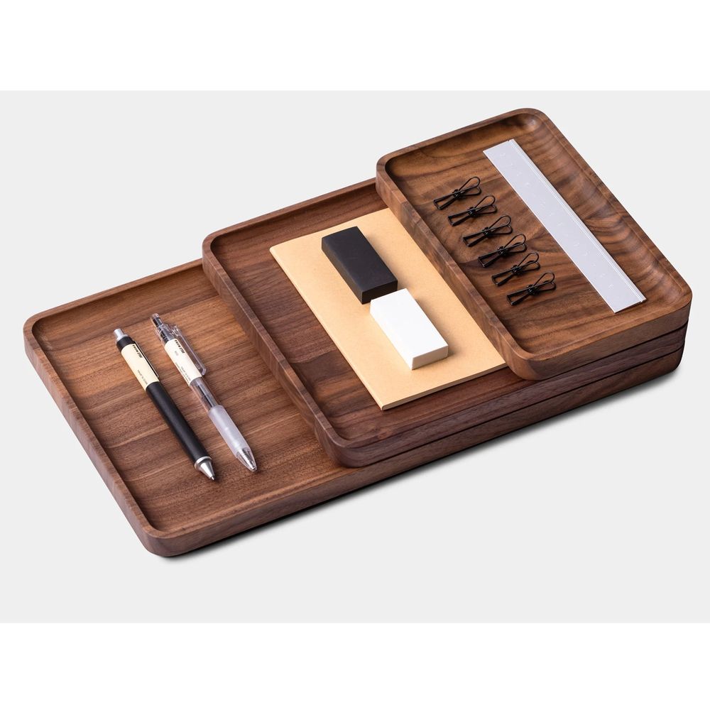 Khay để bàn Neat (Không vát) - By NiceDesign (20x12cm - Walnut - Mới, Full box, Chính hãng) (NDTR25NEAT03WN)