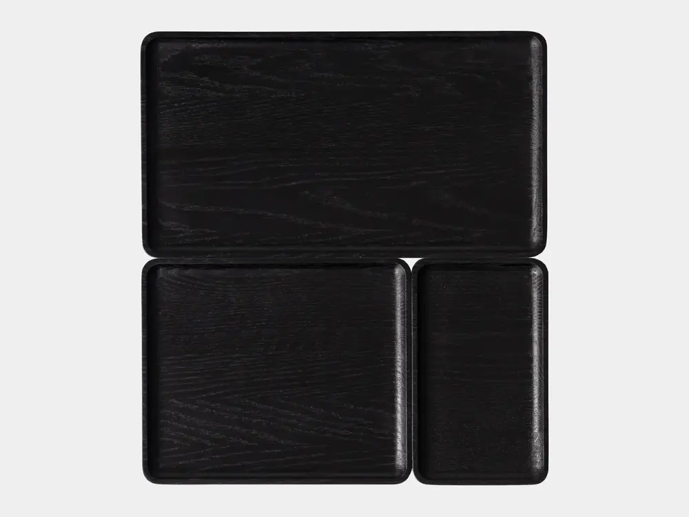 Khay để bàn Neat (Không vát) - By NiceDesign (20x12cm - Oak - Black - Mới, Full box, Chính hãng) (NDTR25NEAT03BK)