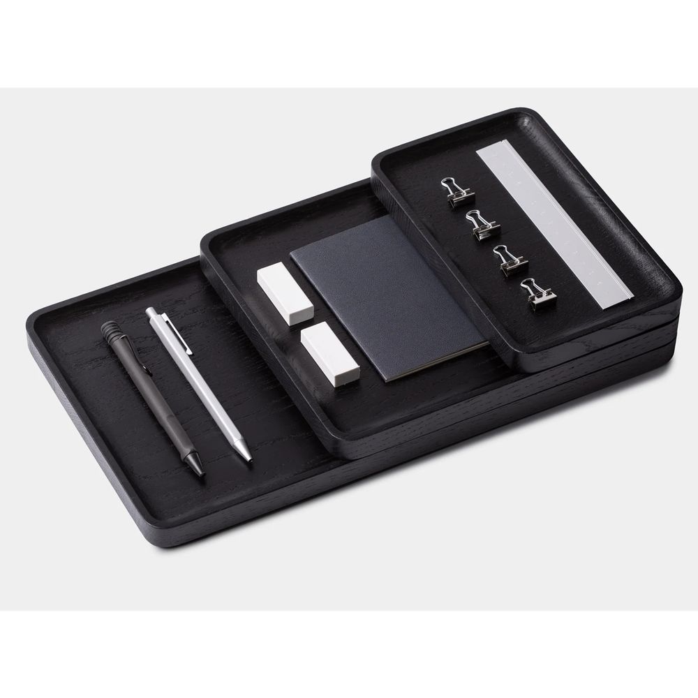 Khay để bàn Neat (Không vát) - By NiceDesign (20x12cm - Oak - Black - Mới, Full box, Chính hãng) (NDTR25NEAT03BK)