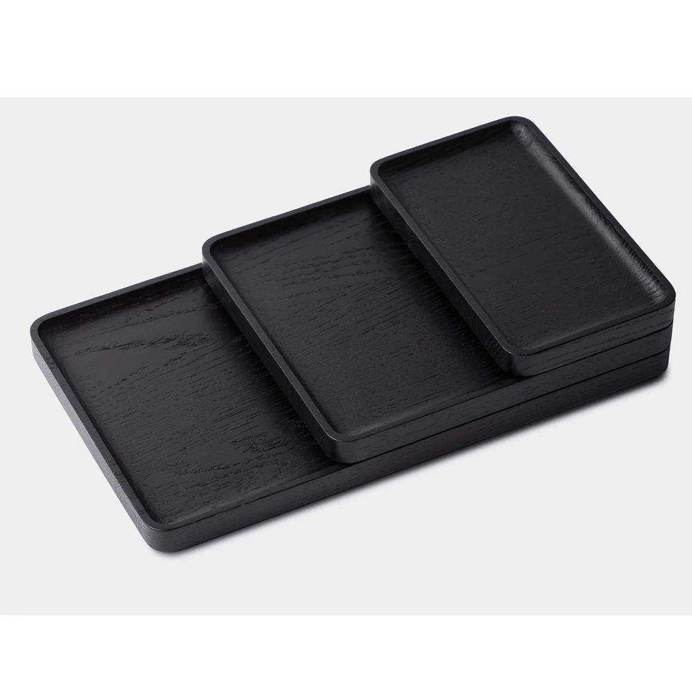 Khay để bàn Neat (Không vát) - By NiceDesign (20x12cm - Oak - Black - Mới, Full box, Chính hãng) (NDTR25NEAT03BK)