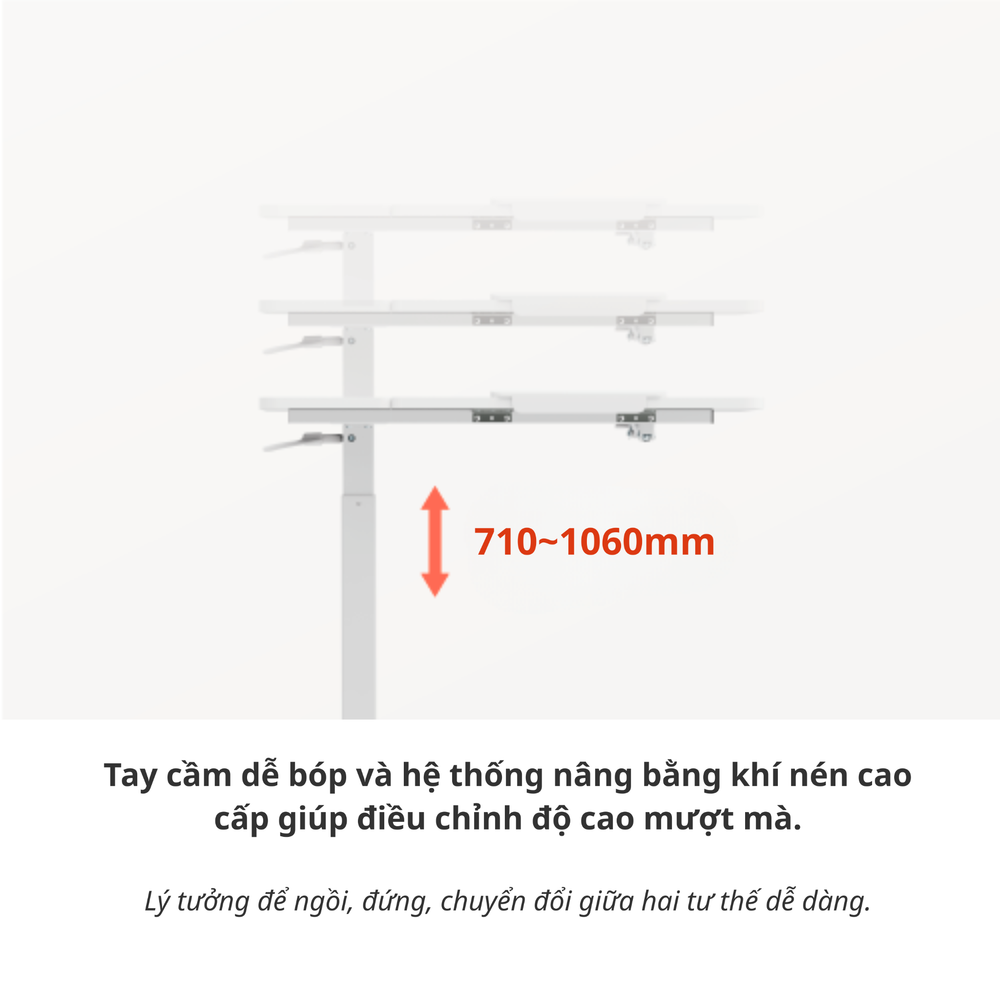 Bàn làm việc nâng hạ di động công thái học Gami DeskLite (White - Mới, Full box, Chính hãng)