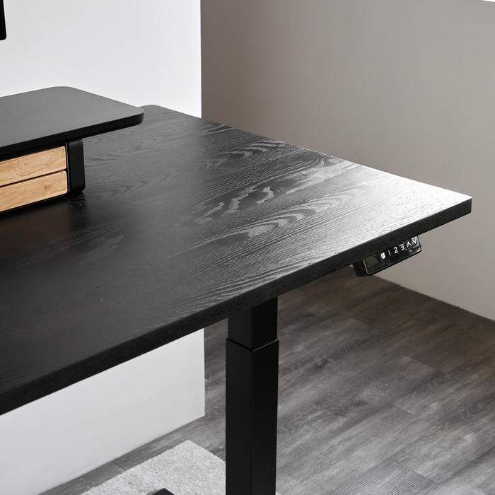 Bàn nâng hạ Fusion Edge - By NiceDesign (Mặt bàn 140x70cm, gỗ tần bì, màu đen - Khung đen - Mới, Full box, Chính hãng)