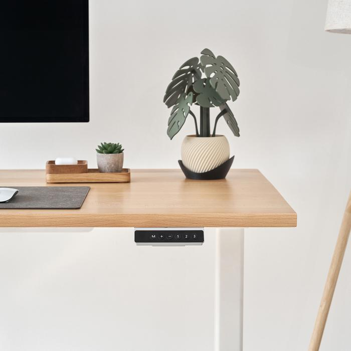 Bàn nâng hạ Fusion Edge - By NiceDesign (Mặt bàn 140x70cm, gỗ dẻ gai, màu tự nhiên - Khung đen - Mới, Full box, Chính hãng)