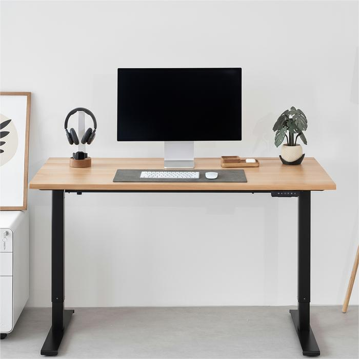 Bàn nâng hạ Fusion Edge - By NiceDesign (Mặt bàn 140x70cm, gỗ dẻ gai, màu tự nhiên - Khung đen - Mới, Full box, Chính hãng)