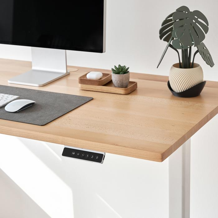 Bàn nâng hạ Fusion Edge - By NiceDesign (Mặt bàn 140x70cm, gỗ dẻ gai, màu tự nhiên - Khung đen - Mới, Full box, Chính hãng)