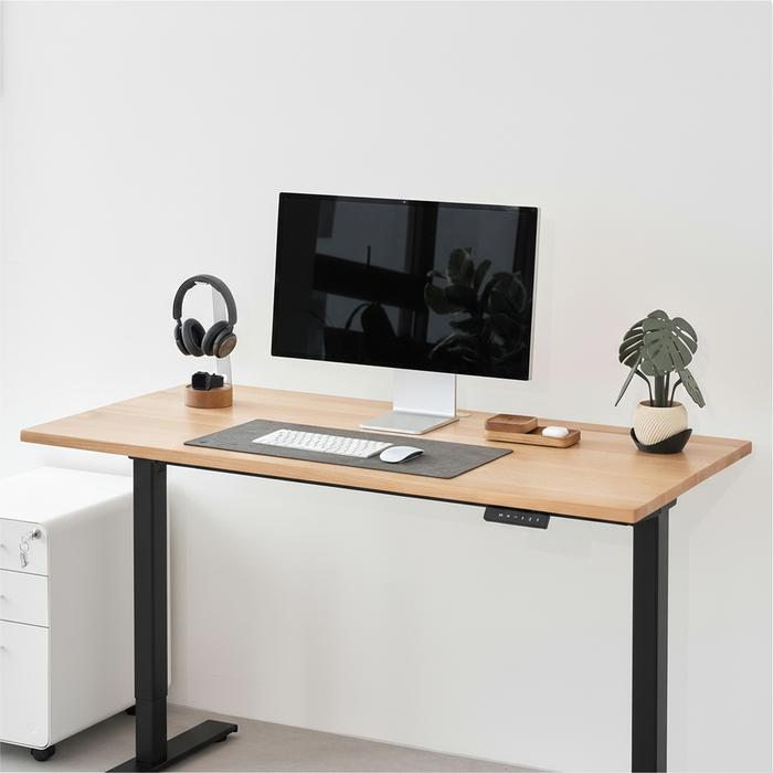 Bàn nâng hạ Fusion Edge - By NiceDesign (Mặt bàn 140x70cm, gỗ dẻ gai, màu tự nhiên - Khung đen - Mới, Full box, Chính hãng)