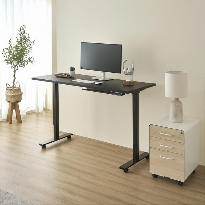 Bàn nâng hạ Pure Edge - By NiceDesign (Mặt bàn 120x60cm, màu đen - Khung đen - Mới, Full box, Chính hãng) (NDAF24PUED01)