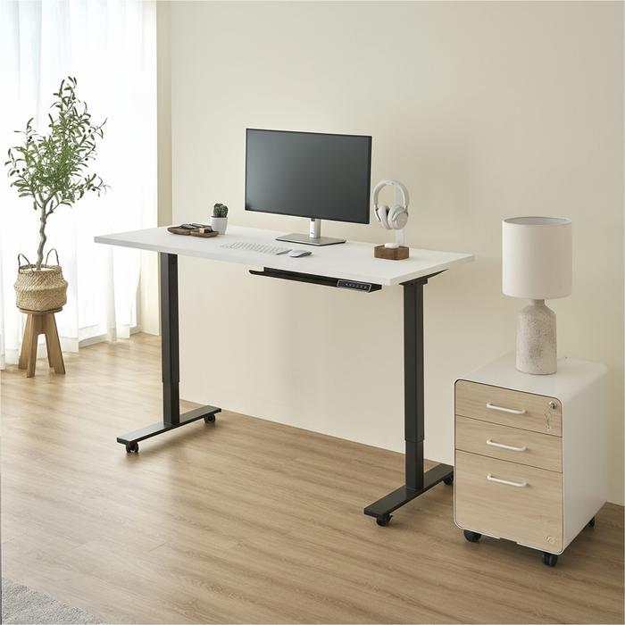 Bàn nâng hạ Pure Edge - By NiceDesign (Mặt bàn 120x60cm, màu trắng - Khung đen - Mới, Full box, Chính hãng) (NDAF24PUED01)