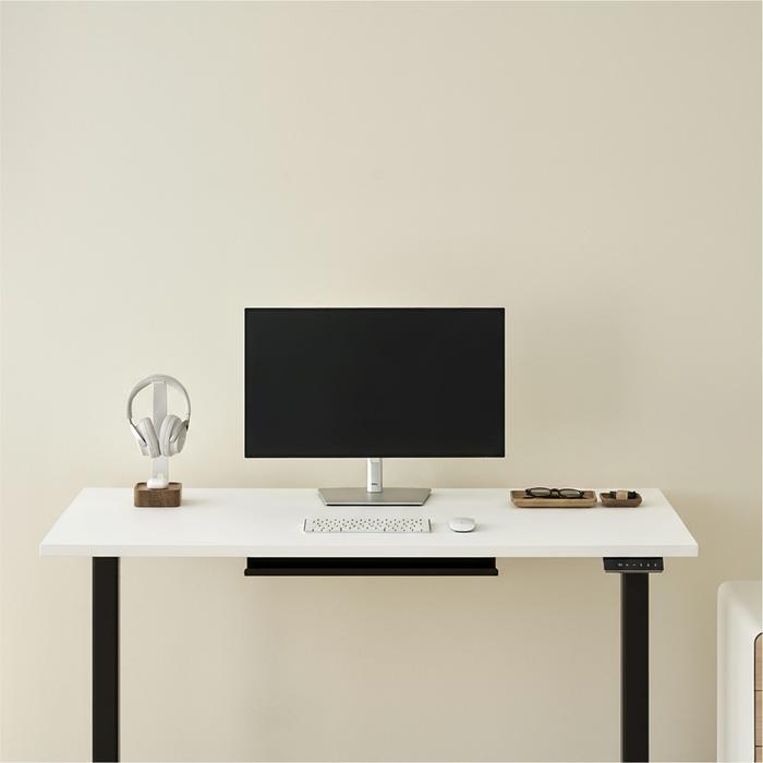 Bàn nâng hạ Pure Edge - By NiceDesign (Mặt bàn 120x60cm, màu trắng - Khung đen - Mới, Full box, Chính hãng) (NDAF24PUED01)