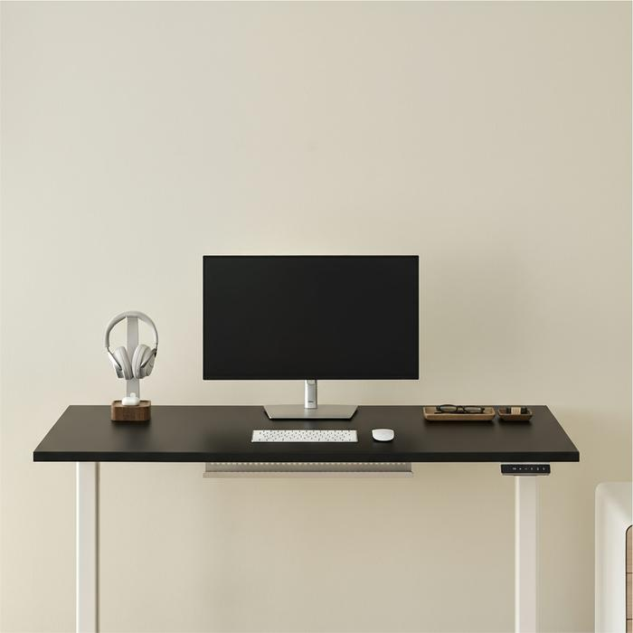 Bàn nâng hạ Pure Edge - By NiceDesign (Mặt bàn 140x70cm, màu đen - Khung trắng - Mới, Full box, Chính hãng) (NDAF24PUED04)