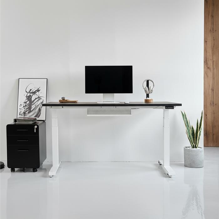 Bàn nâng hạ Pure Fansi - By NiceDesign (Mặt bàn 180x75cm, màu đen - Khung vuông trắng - Mới, Full box, Chính hãng) (NDSD25PUFA04)