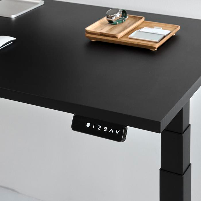 Bàn nâng hạ Pure Fansi - By NiceDesign (Mặt bàn 160x75cm, màu đen - Khung vuông trắng - Mới, Full box, Chính hãng) (NDSD25PUFA02)