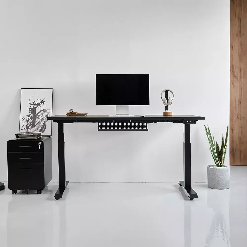 Bàn nâng hạ Pure Fansi - By NiceDesign (Mặt bàn 180x75cm, màu đen - Khung vuông đen - Mới, Full box, Chính hãng) (NDSD25PUFA03)