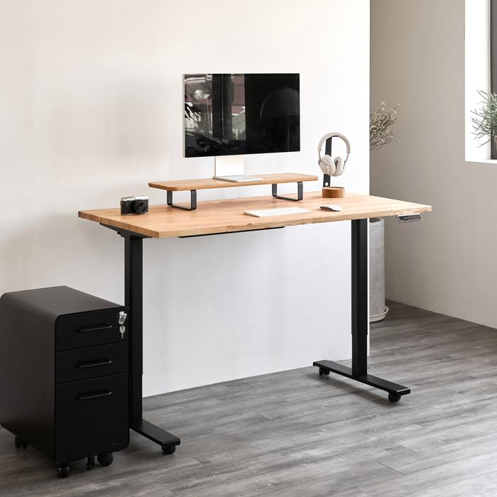 Bàn nâng hạ Taxua Edge - By NiceDesign (Cao Cấp) (Mặt bàn 140x70cm, gỗ tần bì, màu tự nhiên - Khung đen - Mới, Full box, Chính hãng) (NDSD23TAXU09)