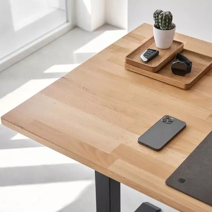 Bàn nâng hạ Taxua Fansi - By NiceDesign (Mặt bàn 160x75cm, gỗ dẻ gai, màu tự nhiên - Khung vuông đen - Mới, Full box, Chính hãng)