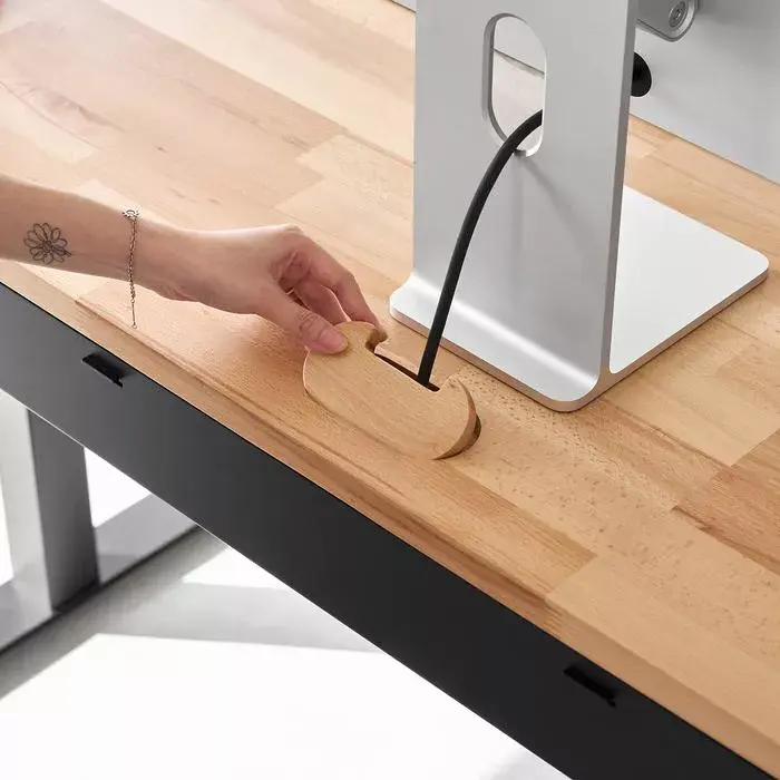 Bàn nâng hạ Taxua Fansi - By NiceDesign (Mặt bàn 180x75cm, gỗ dẻ gai, màu tự nhiên - Khung vuông đen - Mới, Full box, Chính hãng)