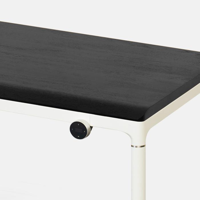 Bộ Bàn nâng hạ Elite - By NiceDesign (Mặt bàn 160x80cm, gỗ sồi, màu đen - Khung tròn trắng - Mới, Full box, Chính hãng) (NDSD24ELIT02)