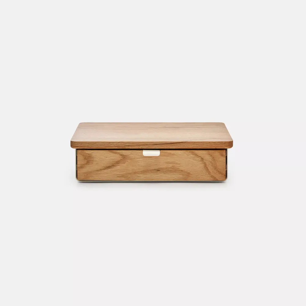 Kệ màn hình ngăn kéo Aura - By NiceDesign (Size M-1 ngăn - White - Oak Natural - Mới, Full box, Chính hãng)