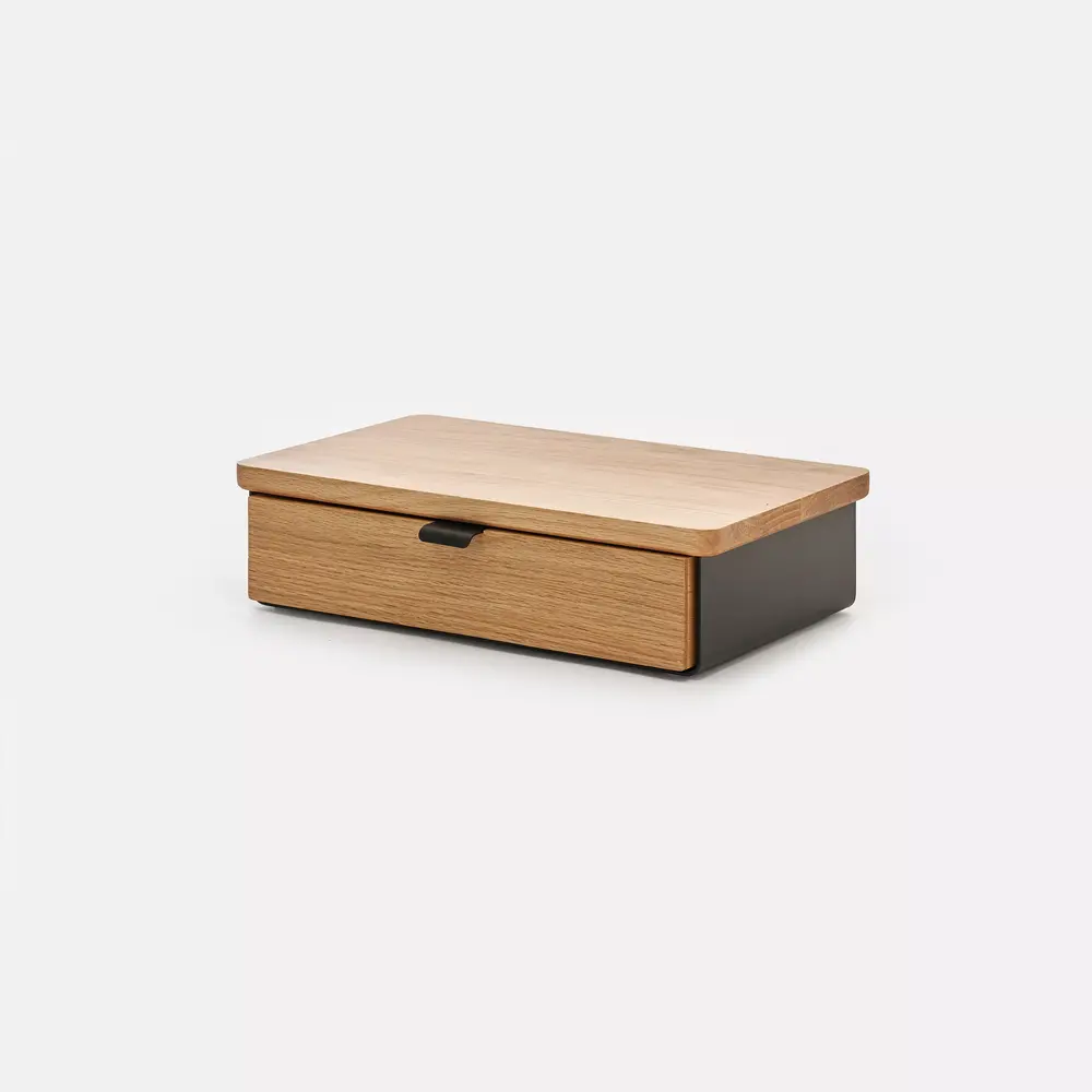 Kệ màn hình ngăn kéo Aura - By NiceDesign (Size M-1 ngăn - Black - Oak Natural - Mới, Full box, Chính hãng)