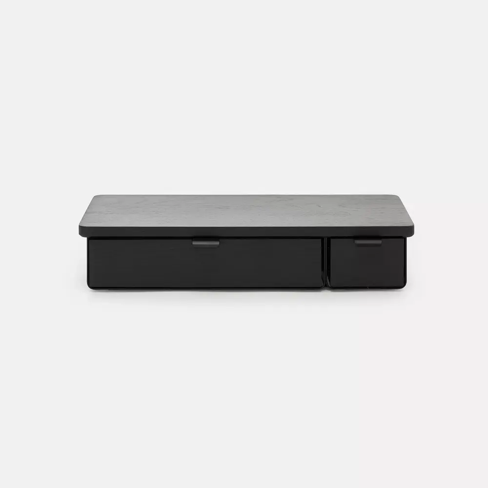 Kệ màn hình ngăn kéo Aura - By NiceDesign (Size L-2 ngăn - Black - Black Oak - Mới, Full box, Chính hãng)