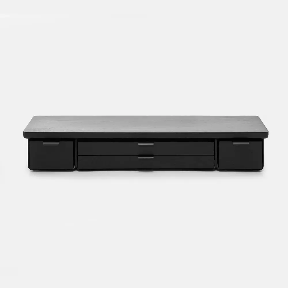 Kệ màn hình ngăn kéo Aura - By NiceDesign (Size XL-4 ngăn - Black - Black Oak - Mới, Full box, Chính hãng)
