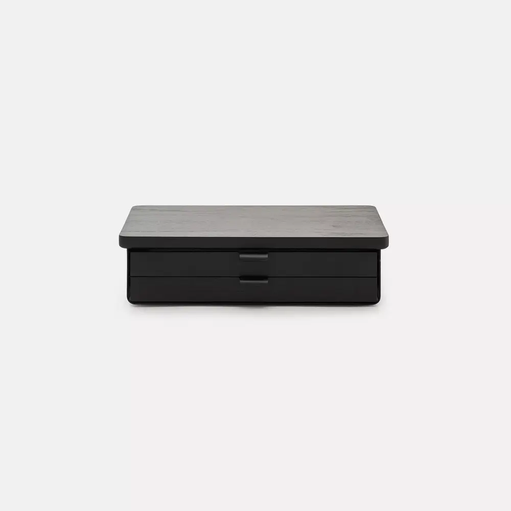 Kệ màn hình ngăn kéo Aura - By NiceDesign (Size M-2 ngăn - Black - Black Oak - Mới, Full box, Chính hãng)