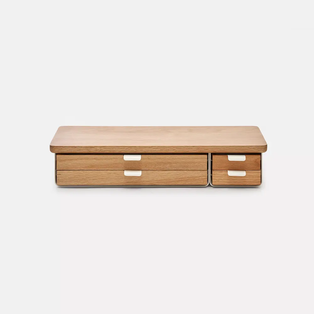 Kệ màn hình ngăn kéo Aura - By NiceDesign (Size L-4 ngăn kéo - White - Natural Rubber - Mới, Full box, Chính hãng)