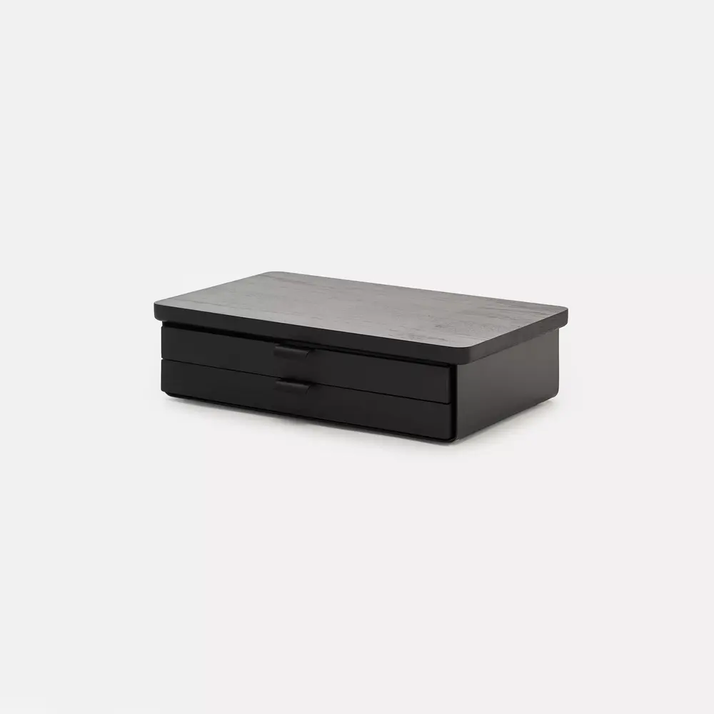 Kệ màn hình ngăn kéo Aura - By NiceDesign (Size M-2 ngăn - Black - Black Oak - Mới, Full box, Chính hãng)